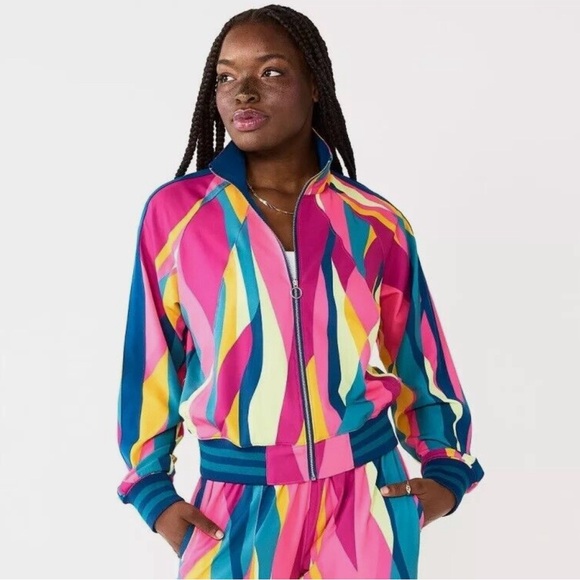 NEW Tek Gear X Barbara Clarke Ruiz Pink Abstract Tracksuit Jacket - Picture 5 of 7